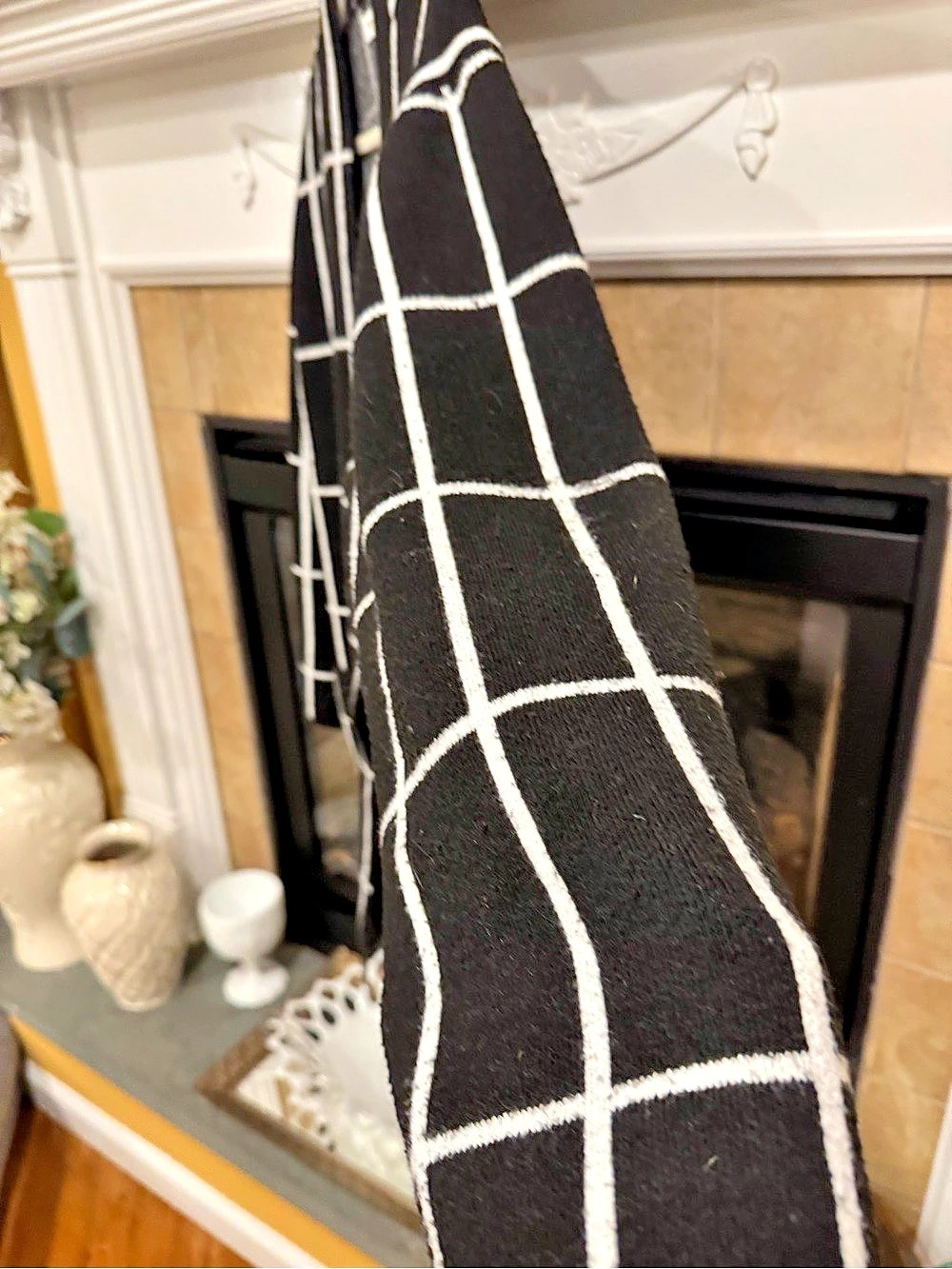 ✨ Nine West Black White Windowpane Plaid Longline Cardigan XL EUC ✨ - Picture 3 of 5